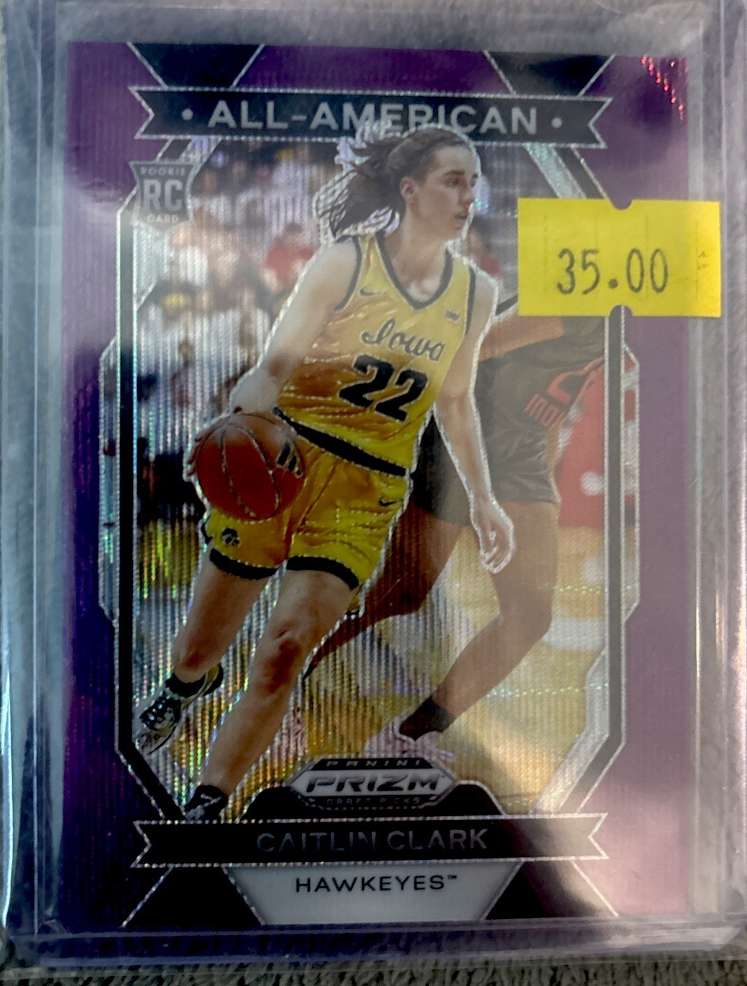 Caitlin Clark 2024 Panini Prizm Draft Purple Wave All-American RC 