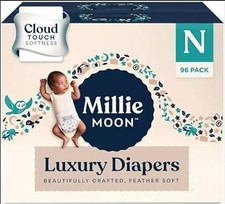 Millie Moon Luxury Diapers, Size - Newborn and 96 Count Weight Range upto 9lbs