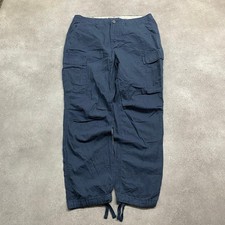 Aéropostale Cargo Trousers Mens 33" Relaxed Fit Ripstop Pants, Navy