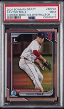 2024 BOWMAN DRAFT CHROME-ROSE GOLD REFRACTOR #BDC63 PAYTON TOLLE 7/10 PSA 9