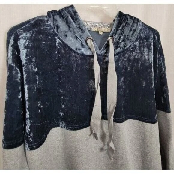 Gimmicks BKE толстовка с капюшоном Cybercore блестки средний серый синий EUC - Изображение 2 из 4