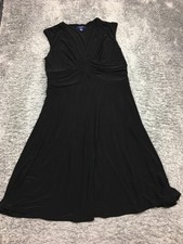 Chaps Sleeveless Dress Womens Size XL Black Stretch Midi