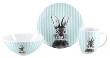 CreaTable Happy Bunny Grün Ostergeschirr 3-tlg Porzellan