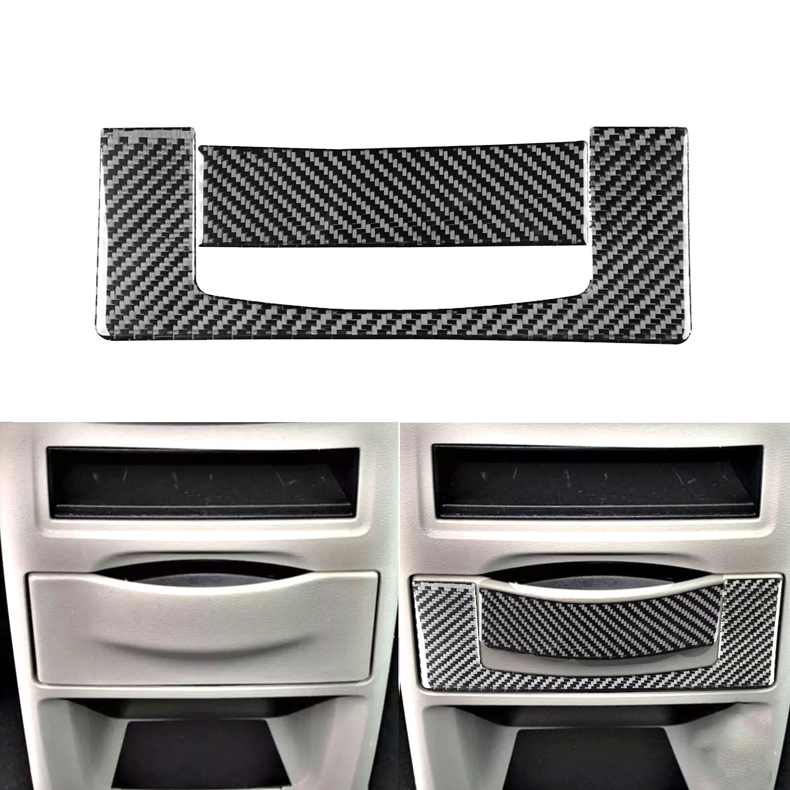 2Pcs Carbon Fiber Console Storage Box Cover For Grand Caravan C/V Town & Country