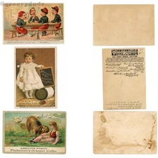3 French and USA Willimantic Sewing Machine Coffee Ad Victorian Trade Card Lot