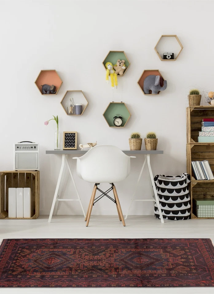 Alfombra tradicional vintage anudada a mano alfombra de lana oriental de 3'4" x 5'8" Foto 2 de 4