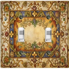 Metal Light Switch Outlet Cover Decorative Wall Plate Yellow Floral Frame FME112