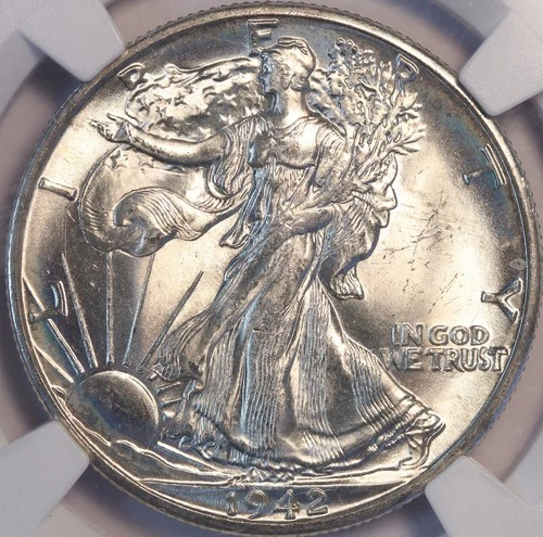 1942 D Walking Liberty Half Dollar, NGC MS65, Outrageous Gem, Blistering Luster!