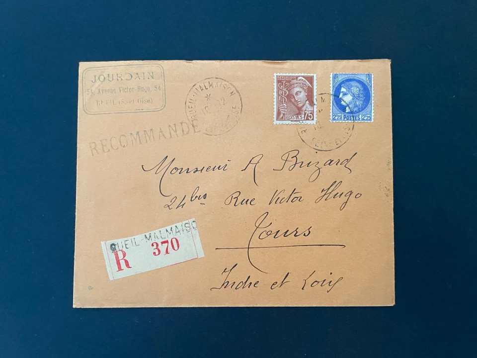 FRANCE - n°416A sur Lettre Recommandée - TB - Rueil-Malmaison - Photo 1/2