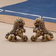 Mini souvenir in ottone con scultura di leone cinese per accessorio di