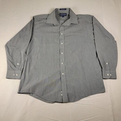 Savile Row Shirt Mens 17 32/33 Gray Wrinkle Free Long Sleeve Button Front Pocket