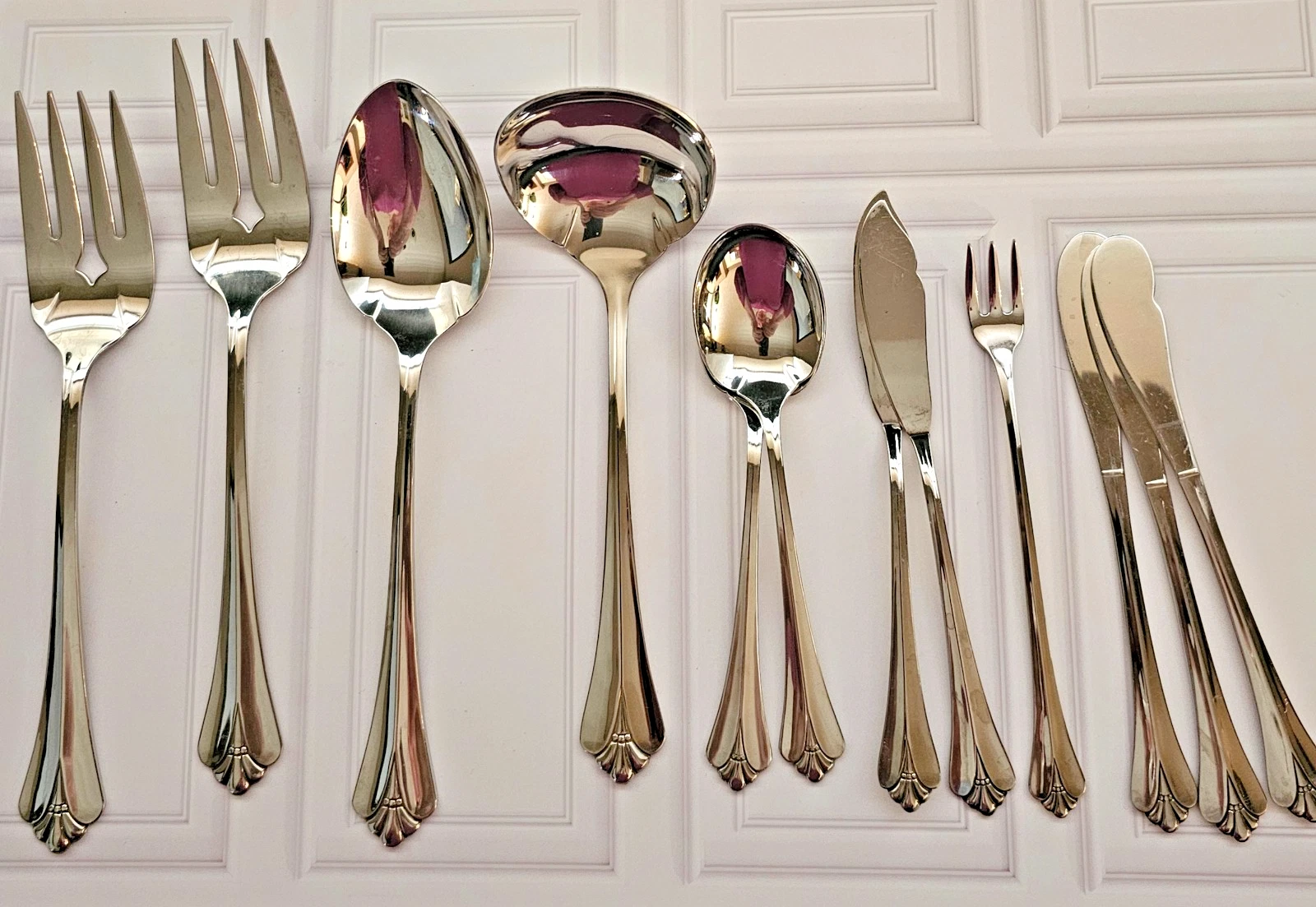 Lot of 12 Oneida Community ROYAL FLUTE Serving Pieces Stainless