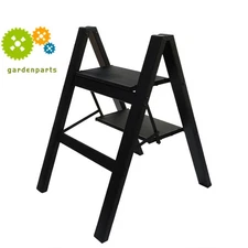 2 Step Ladder Folding Step Stool w/Wide Anti-Slip Pedal Aluminum Black