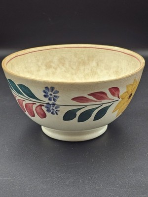 Baker & Co England 6'' Spongeware Bowl Hand Painted Floral Green Blue Red