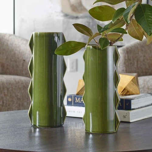 Uttermost 18216 Meander 14" Tall Earthenware Vases - Set of 2 - Green - Picture 5 of 5