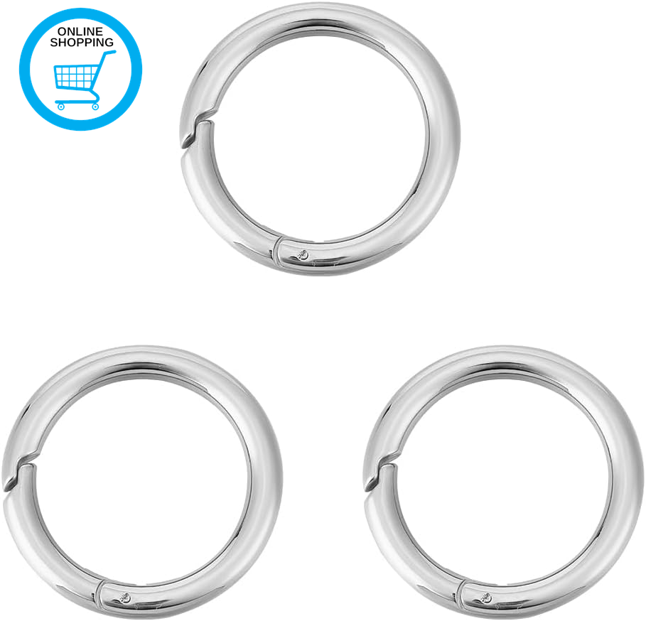 about 3Pcs 30Mm Spring Gate Rings 316 Stainless Steel Snap Clasps round Carabine