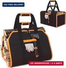 YOHOOLYO 2 In 1 Firewood Carrier, Waxed Canvas Large Fireplace Log Carriers