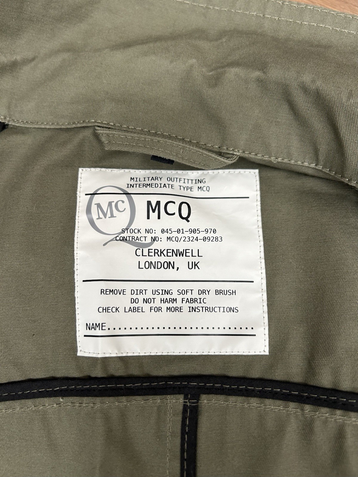 McQ By Alexander McQueen Olive Green Cotton Utility Biker Jacket Size IT 40 image 7