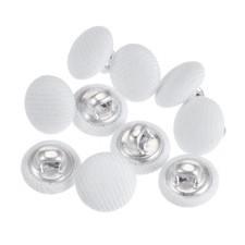 10pcs Fabric Cloth Covered Button 10mm Metal Round Sewing Buttons White