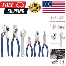 Large Pliers & Wrench Set 6-Piece 10" Water Pump, 10" Slip Joint, 8" Long Nos...