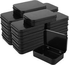 QTLCOHD 50 Pack Metal Rectangular Empty Hinged Tins Black Mini Tin Boxes Cont...