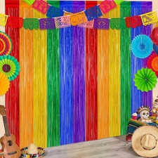 Cinco De Mayo Decorations Fiesta Party Decorations Foil Fringe Curtains Backdrop