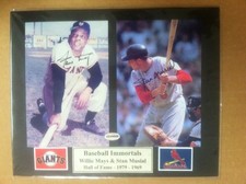 Signed Willie Mays, Stan Musial 2- 4x6 color photo matted to 8x10 w/coa