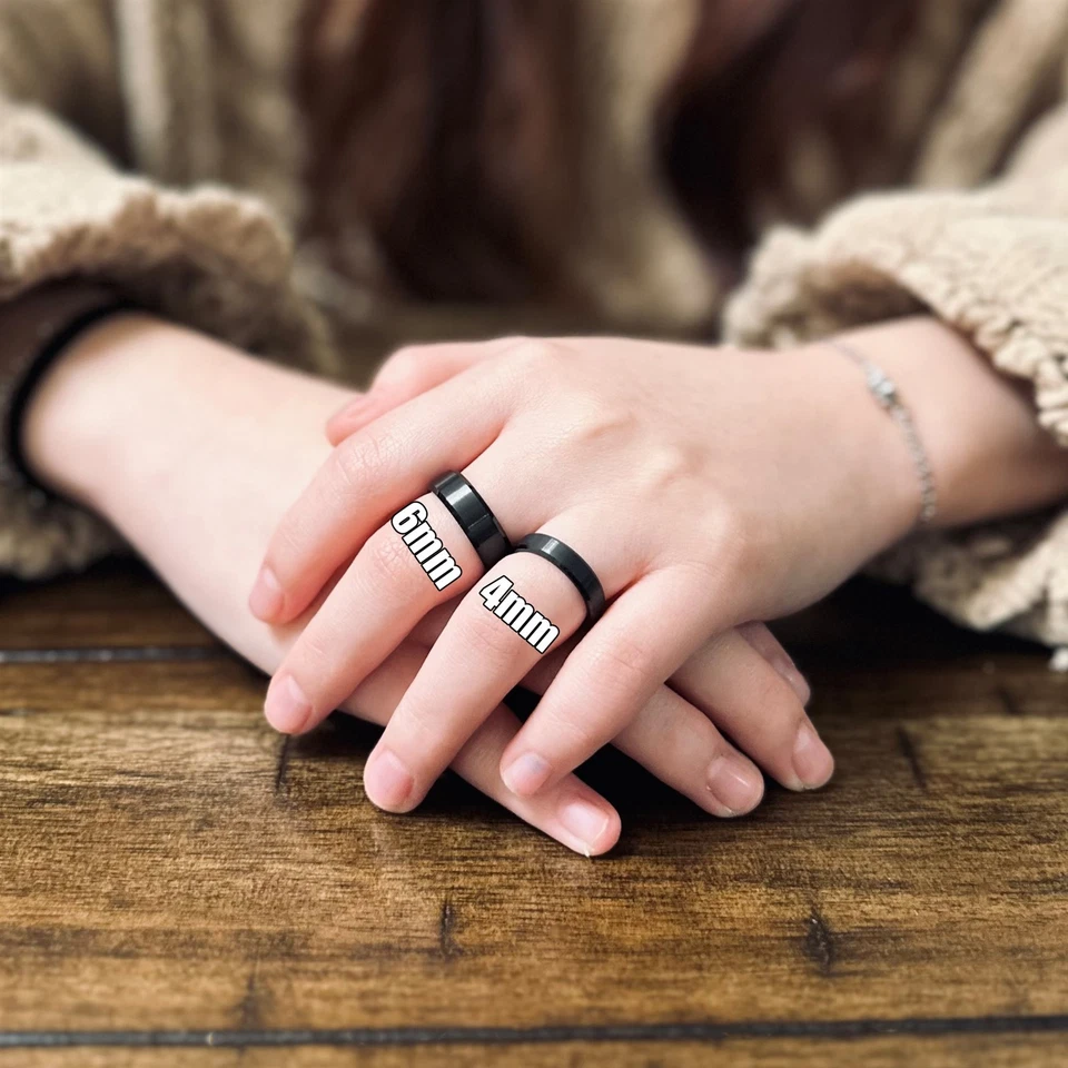 Alianza de boda 6/8 mm negro carburo de tungsteno cepillado ajuste cómodo anillo para hombre-mujer Foto 4 de 4