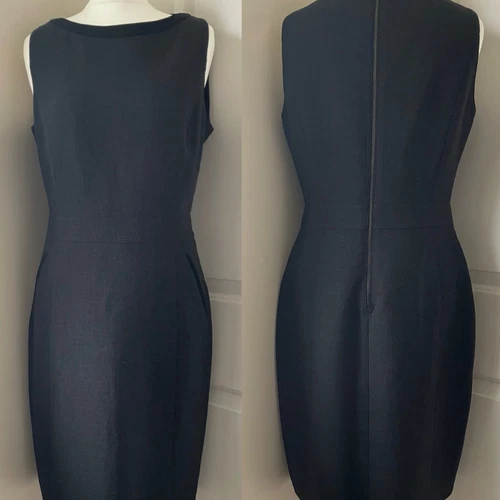 Abito a tubino Burberry London grigio scuro taglia 12 zip schiena carriera ufficio lavoro tubino