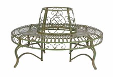 Okrągła ławka w stylu wiejskim ławka na drzewa ławka ogrodowa ławka siedzisko drzewo metalowa ławka