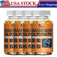 Magnesium Glycinate 1330mg - 120 Capsules For Sleep, Stress Relief Support Bone