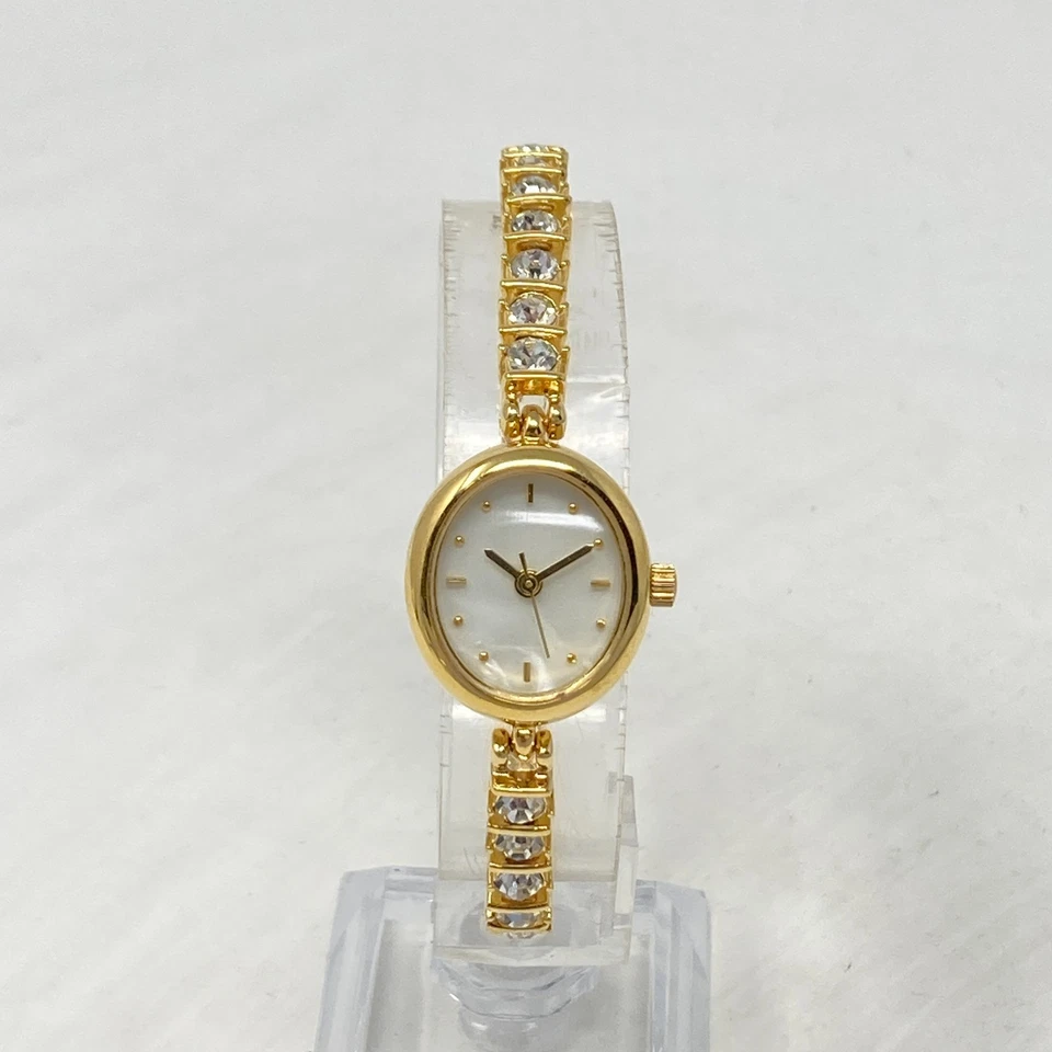 Avon теннис браслет часы женщин 20 мм золотистый кристаллы швабра овальный новый аккумулятор - Изображение 3 из 4