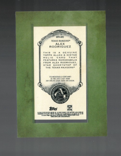 Alex Rodriguez 2023 Allen Ginter Mini Framed Bat - Picture 2 of 2