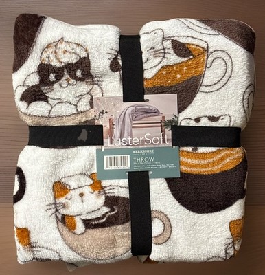 Berkshire Cat Throw Blanket Kitten Plush Cats In Cups Mugs Cozy Soft 50 x70 