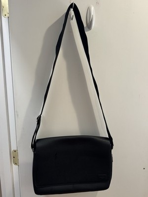 Jack Spade Black Shoulder Bag Buckle & Zip, Adjustable Strap, Pockets, Orange
