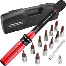 ATsafepro 14 Piece Bike Torque Wrench 1/4 1-25NM Torque Wrench Set 72 Teeth Dual