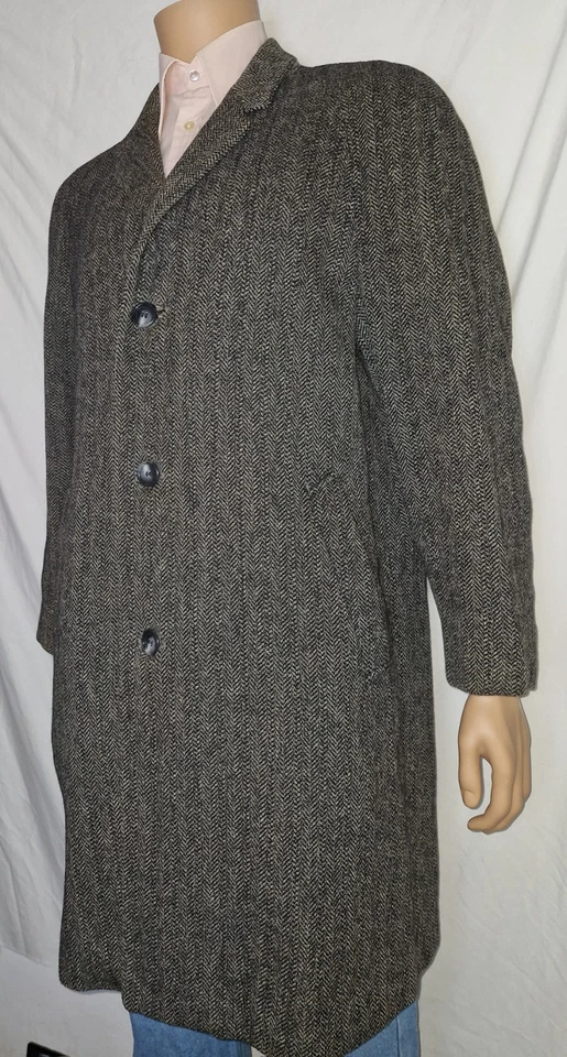 Vintage 1960s Men Lambs Wool Overcoat Size Medium Retro 60s - Image 3 of 4