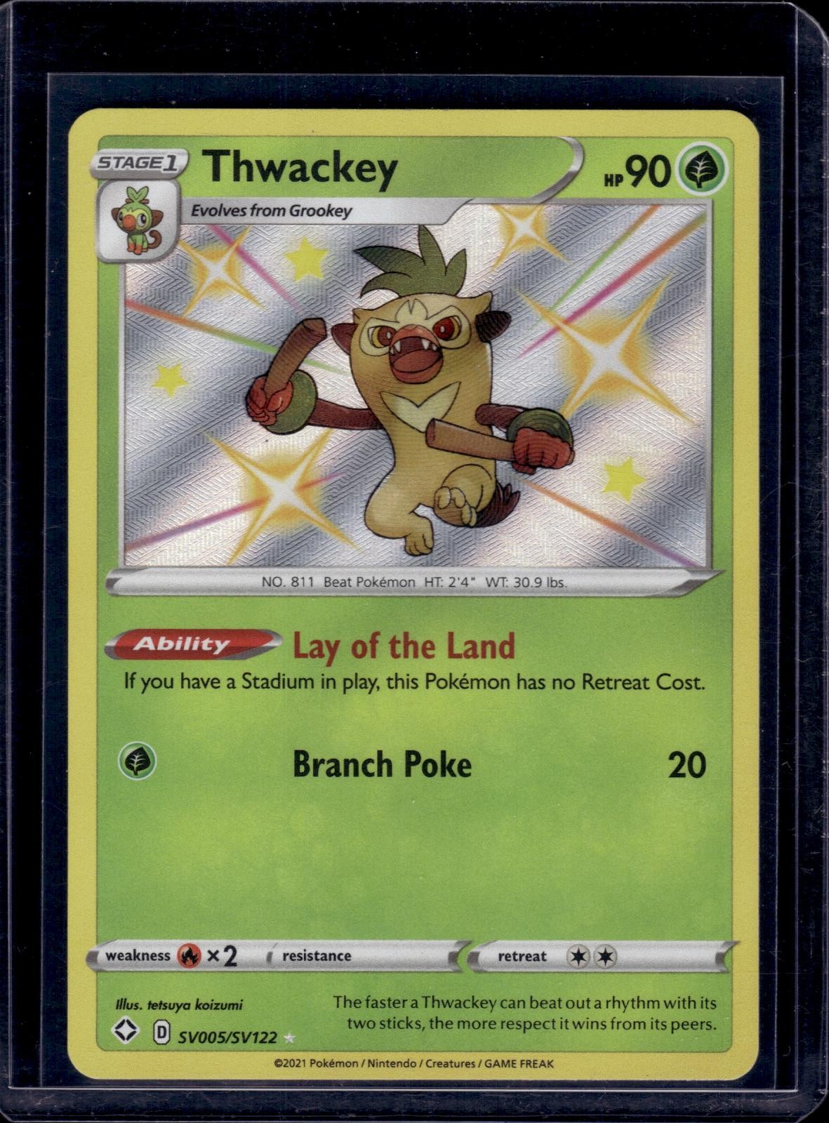 Thwackey SV005/SV122 Shiny Rare Shining Fates Shiny Vault Pokemon Holo Near Mint