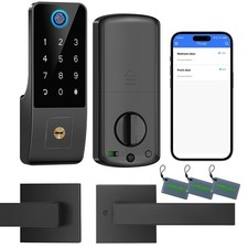 Smart Fingerprint Digital Door Lock - Keypad Lock and 2-Lever Handle Set,Keyl...