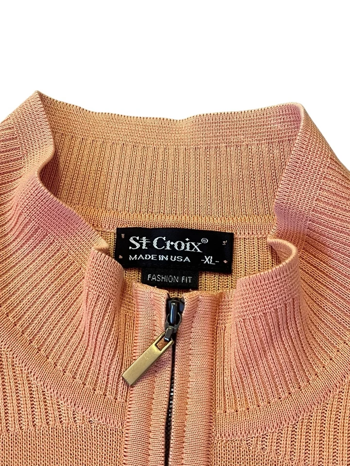 Chaleco Suéter St. Croix Para Hombre Talla XL Cremallera Completa Hecho en EE. UU. Moda Ajuste Melocotón De Colección Foto 2 de 4