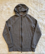 Loro Piana 175LP Melange Virgin Wool Blend Zip Hoodie Jacket Grey Medium