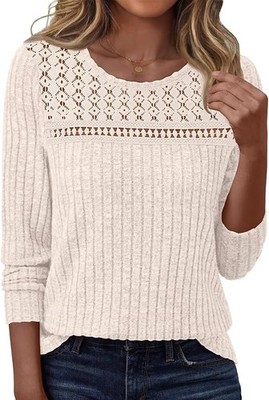 LILLUSORY Womens Long sleeve Sweaters Shirts Fall Tops Apricot Medium NEW!