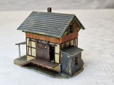 FALLER B-156 H0 KLEINER GÜTERSCHUPPEN fertig gebaut SAMMLER VINTAGE MÄNGEL 