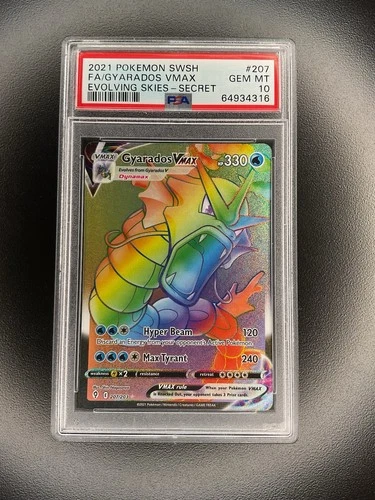 2022 Pokémon SWSH FA / Gyarados VMAX Evolving Skies Secret Rare #207 PSA 10