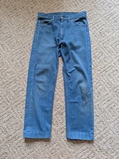 Vintage 70s Levi's Orange Tab 505 Distressed Blue Denim Jeans Talon Zipper Retro