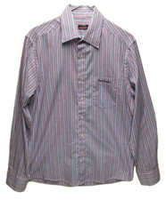 Pierre Cardin Shirt Long Sleeve Button Down Stripe Multicolor Embroidered Pocket