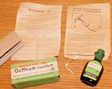 ancien vintage 1960 flacon OCTINUM LIQUIDUM knoll LIESTAL suisse KNOLL basel CH