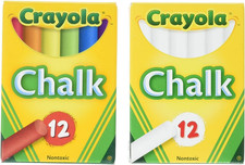 Non-Toxic White Chalk 12 ct box and Colored Chalk 12 ct box Bundle