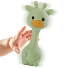 Giraffe Silicone Baby Teether Rattle Toy for 0-6 6-12 Months, Bpa-Free Infant Te