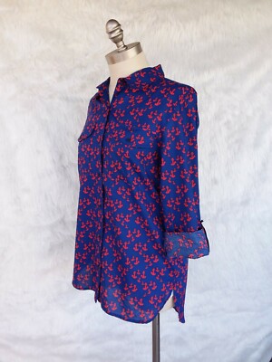 Tommy Hilfiger Anchor Print Button Down Collared Cuffed Shirt Sail Away S RGT 